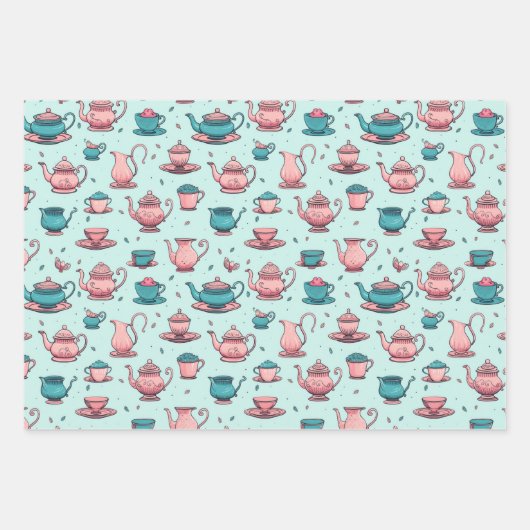 Tijd voor Tea  Pattern Wrapping Paper Sheets (Voorkant 3)