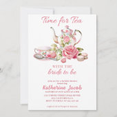 Tijd voor tea roze floral Vrijgezellenfeest Kaart (Voorkant)