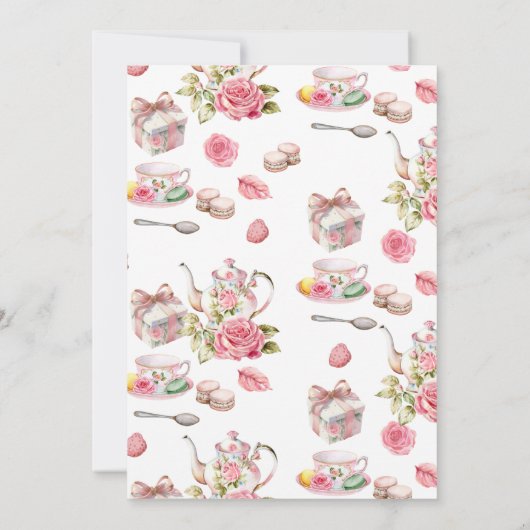 Tijd voor tea  roze floral Vrijgezellenfeest Kaart (Achterkant)
