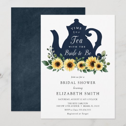 Tijd voor Tea Sunflower Vrijgezellenfeest Kaart (Voorkant / Achterkant)