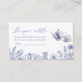 Tijd voor Tea Toile Baby shower Luier Raffle Informatiekaartje (Voorkant)