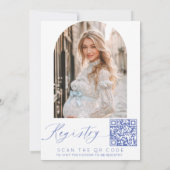 Tijd voor Tea Toile Foto QR code Baby shower Kaart (Achterkant)