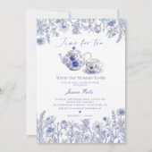 Tijd voor Tea Toile QR code Registry Baby shower Kaart (Voorkant)