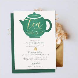 Tijd voor Tea with Bride Emerald Gold Vrijgezellen Kaart