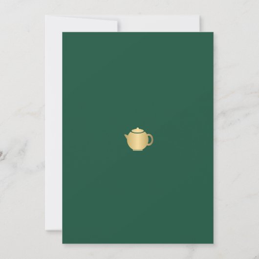 Tijd voor Tea with Bride Emerald Gold Vrijgezellen Kaart (Achterkant)