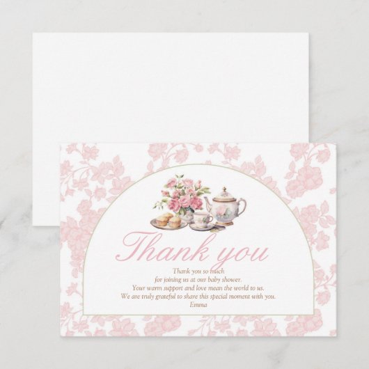 Tijd voor Thee Baby Shower Bedankt (Voorkant / Achterkant)
