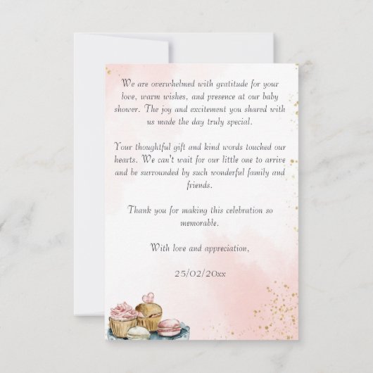 Tijd voor thee-baby shower-theeparty bedankkaart (Achterkant)