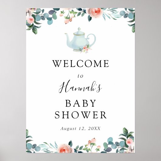 Tijd voor Thee Baby Shower Welkom Poster (Voorkant)