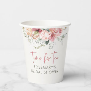 Tijd voor Thee Boho Bloemige Bruidsdouche Papieren Bekers
