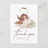 Tijd voor Thee Boho Pampas Terracotta Bruidsdiner Bedankkaart (Voorkant)
