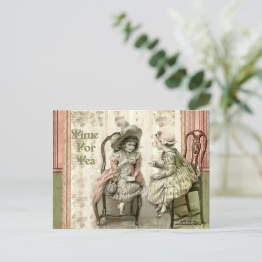 Tijd voor thee briefkaart (Staand voorkant)