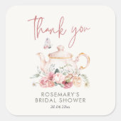 Tijd voor Thee Bruidsfeest Bedankt Vierkante Sticker (Voorkant)