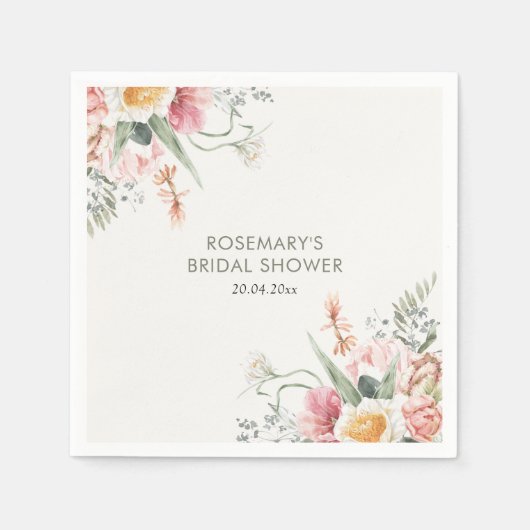 Tijd voor Thee Bruidsfeest met Bloemen Servet (Voorkant)