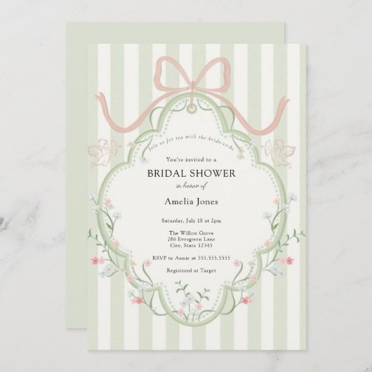 Tijd voor Thee Bruidsfeest Wilde Bloemen Kaart (Voorkant / Achterkant)