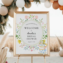 Tijd voor Thee Bruidsfeest Wilde Bloemen Welkom Poster