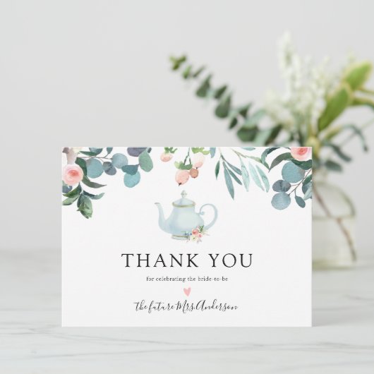 Tijd voor Thee Bruidsuitnodiging Bedankt (Staand voorkant)