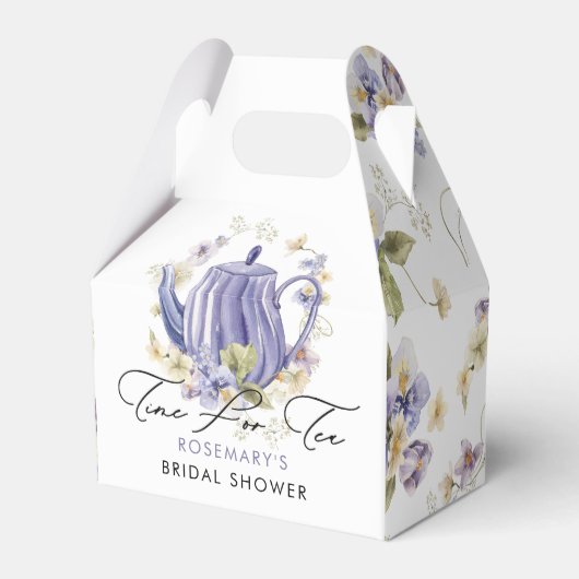 Tijd voor Thee Bruiloft met Bloemen Bedankdoosjes (Voorkant Zijde)