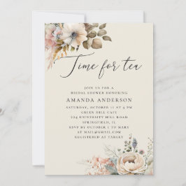 Tijd voor thee. Elegant boho floral vrijgezellenfe Kaart