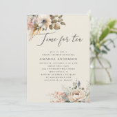 Tijd voor thee. Elegant boho floral vrijgezellenfe Kaart (Staand voorkant)