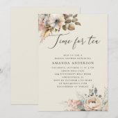 Tijd voor thee. Elegant boho floral vrijgezellenfe Kaart (Voorkant / Achterkant)