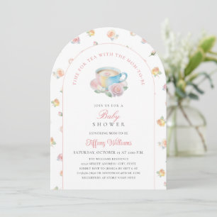 Tijd voor Thee Elegante Bloemige Theepartij Baby B Kaart