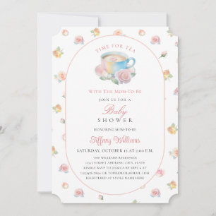 Tijd voor Thee Elegante Roze Roze Bloemige Baby Bo Kaart