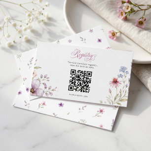 Tijd voor thee Elegante theekop Paars aquarel Informatiekaartje