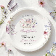 Tijd voor thee Elegante theekop Paars waterverf