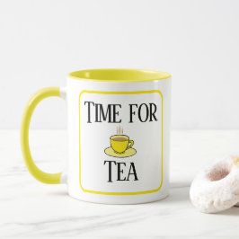 Tijd voor thee, gele theebeker. Met jouw naam Mok