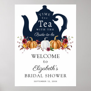 Tijd voor Thee Herfst Pompoen Bruidsuitnodiging We Poster