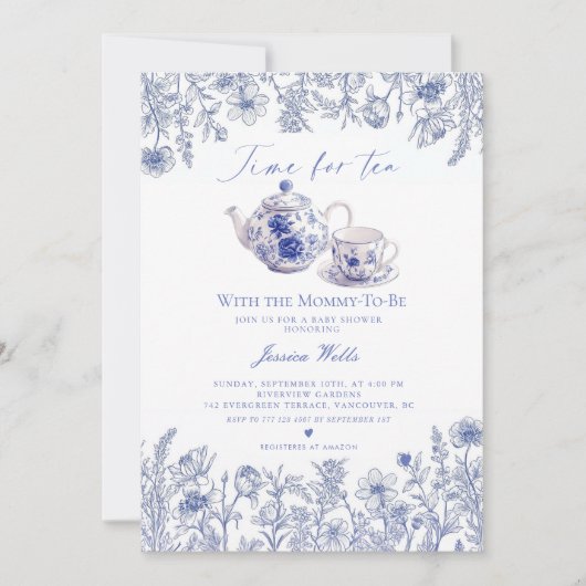 Tijd voor thee met de mama om te douchen kaart (Voorkant)