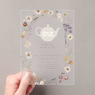 Tijd voor thee met mama om baby shower te zijn acryl uitnodigingen