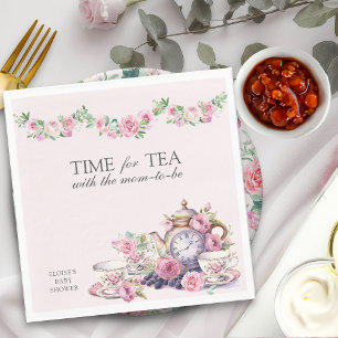 Tijd voor thee met mama om vintage theepot bloem t servet