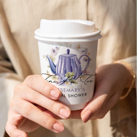 Tijd voor Thee Paarse Theepot Bruids-Shower Papieren Bekers