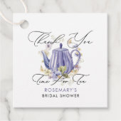 Tijd voor Thee Paarse Theepot Bruidsmeisjes Borrel Bedankjes Labels (Voorkant)