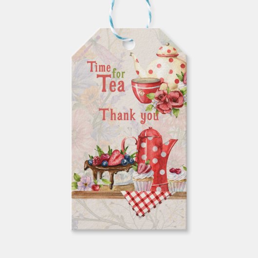 Tijd voor thee! Retro Afternoon Tea Party Cadeaulabel (Voorkant)
