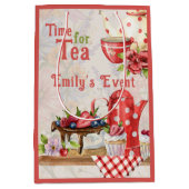 Tijd voor thee!  Retro Afternoon Tea Party Medium Cadeauzakje (Voorkant)