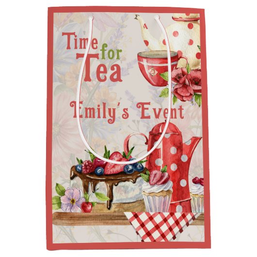 Tijd voor thee!  Retro Afternoon Tea Party Medium Cadeauzakje (Voorkant)