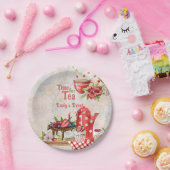 Tijd voor thee! Retro Afternoon Tea Party Papieren Bordje (Feest)