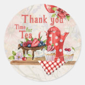 Tijd voor thee!  Retro Afternoon Tea Party Ronde Sticker (Voorkant)