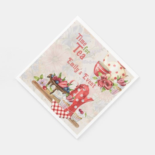 Tijd voor thee!  Retro Afternoon Tea Party Servet (Hoek)