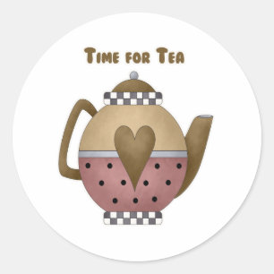 Tijd voor thee ronde sticker