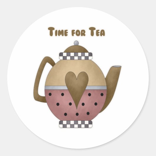Tijd voor thee ronde sticker (Voorkant)