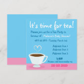 "Tijd voor thee" Tea party uitnodiging (Voorkant / Achterkant)