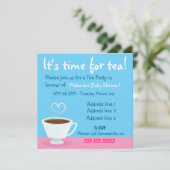 "Tijd voor thee" Tea party uitnodiging (Staand voorkant)