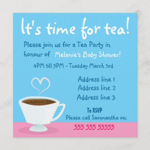 "Tijd voor thee" Tea party uitnodiging