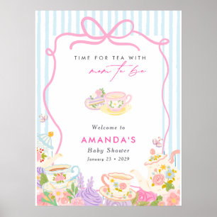 Tijd voor thee Theepotten en Kopjes baby shower Poster