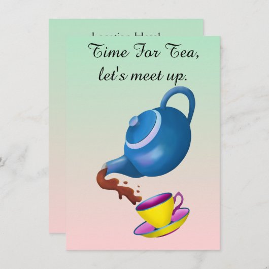 Tijd voor thee uitnodiging (Voorkant / Achterkant)