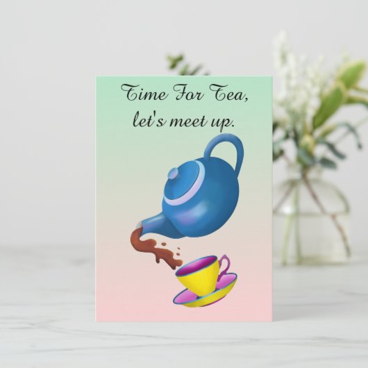 Tijd voor thee uitnodiging (Staand voorkant)