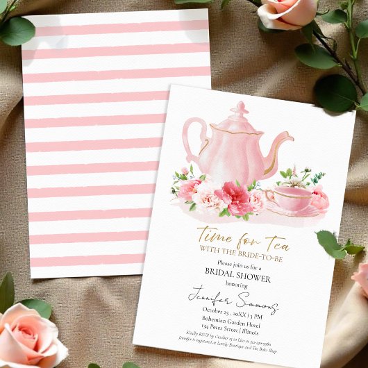 Tijd voor thee | verguld Vrijgezellenfeest Kaart